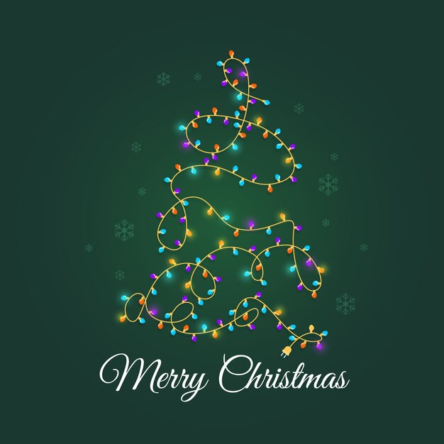 Concepto de árbol de navidad hecho de bombillas