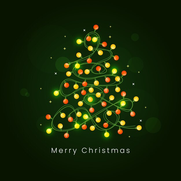 Concepto de árbol de navidad hecho de bombillas