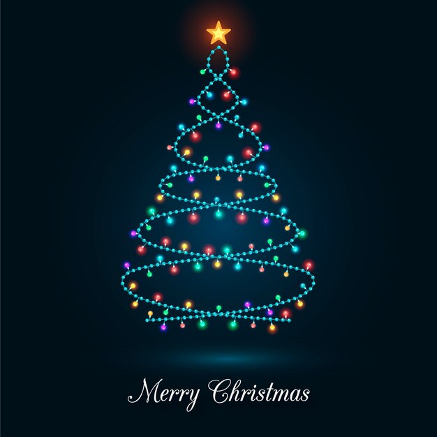 Concepto de árbol de navidad hecho de bombillas