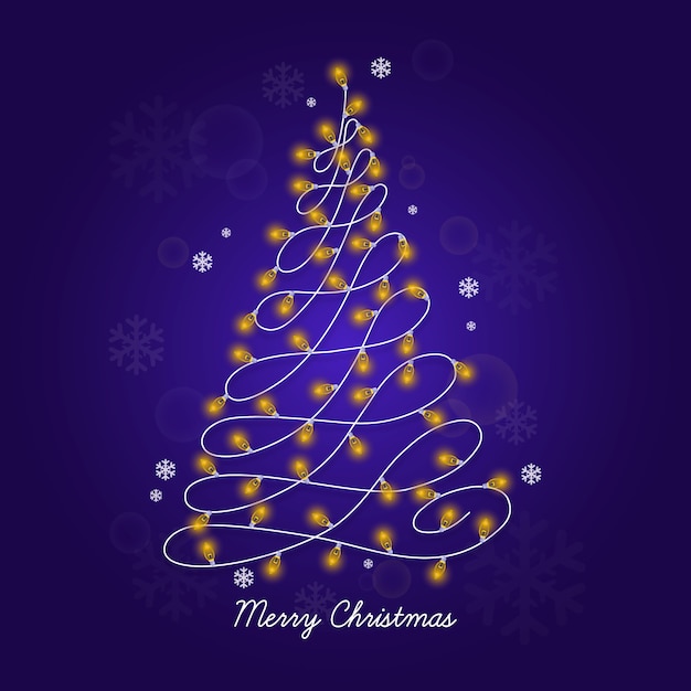 Concepto de árbol de navidad hecho de bombillas