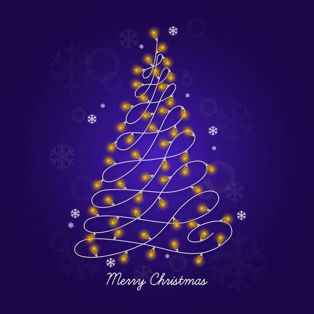 Concepto de árbol de navidad hecho de bombillas