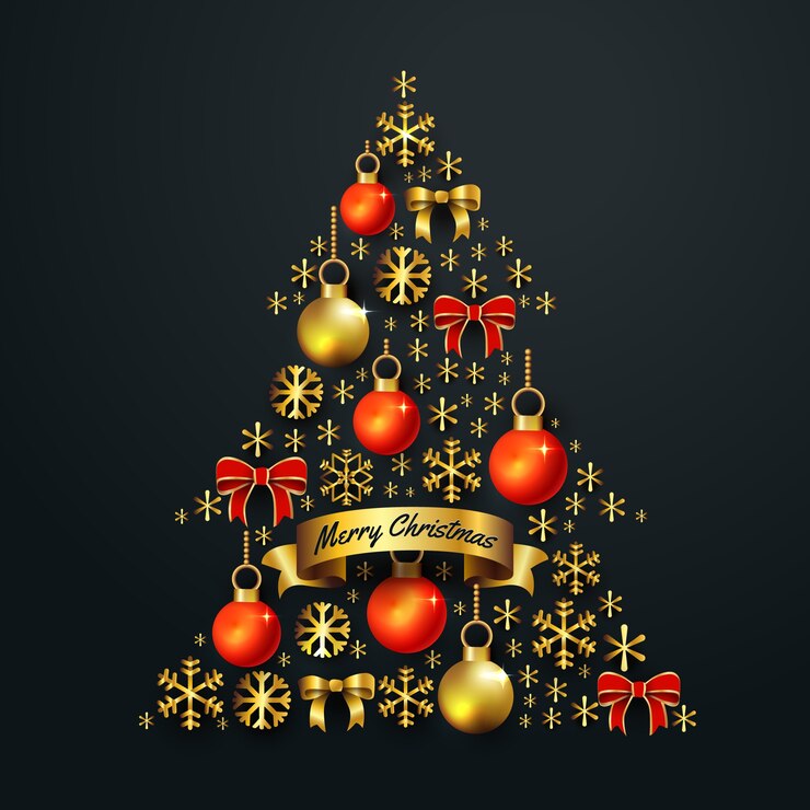 Vector gratuito concepto de árbol de navidad hecho de decoración dorada realista