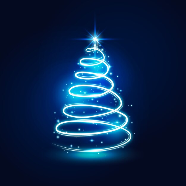 Concepto de árbol de Navidad hecho de rastro de luz