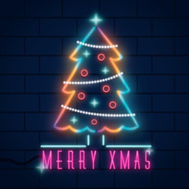 Concepto de árbol de navidad de neón