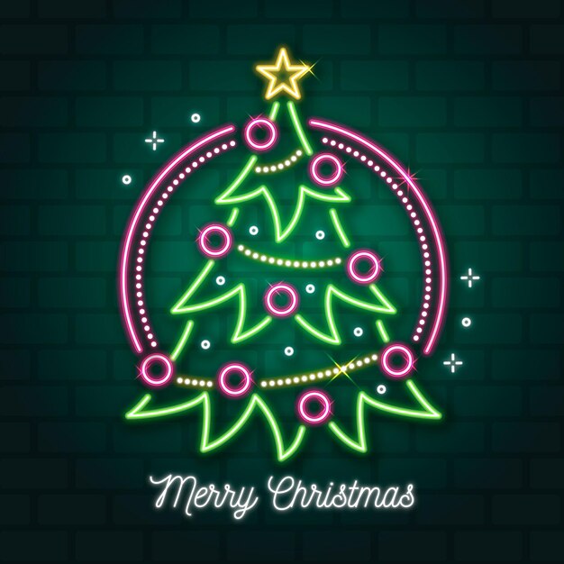 Concepto de árbol de navidad de neón