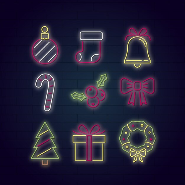Concepto de árbol de navidad de neón