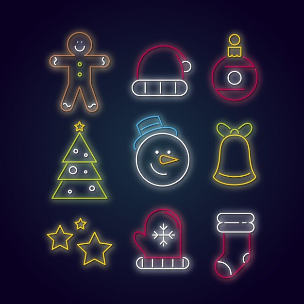 Concepto de árbol de navidad de neón