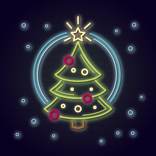 Concepto de árbol de navidad de neón