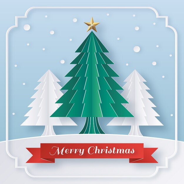 Concepto de árbol de navidad en papel