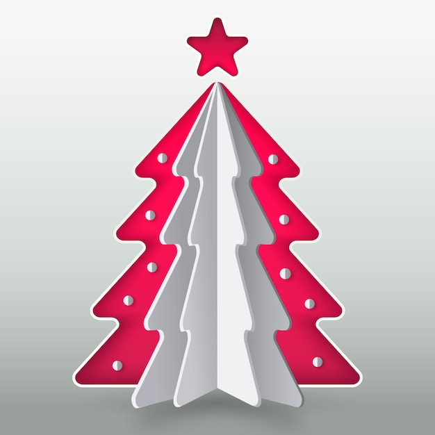 Vector gratuito concepto de árbol de navidad en papel