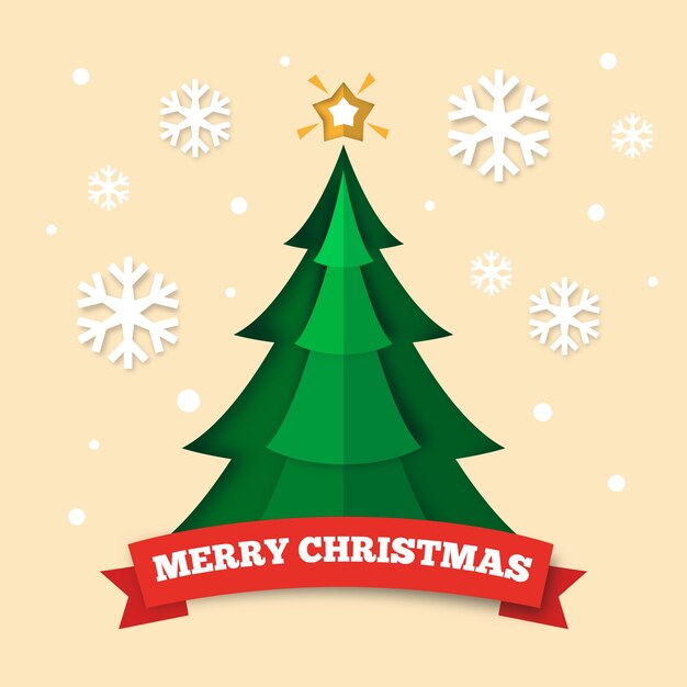 Concepto de árbol de navidad en papel