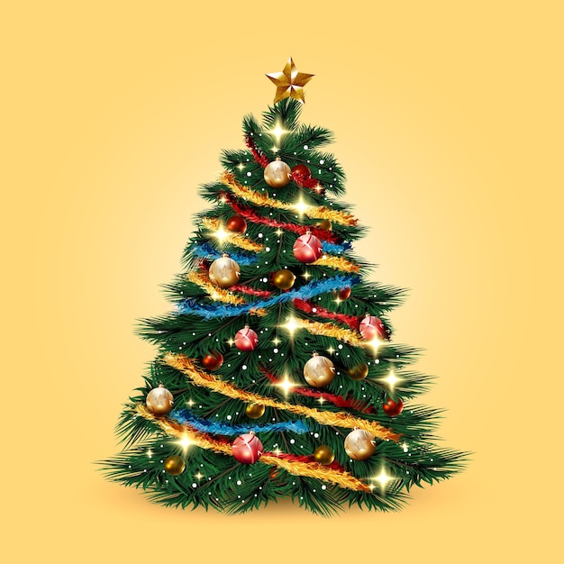 Vector gratuito concepto de árbol de navidad realista