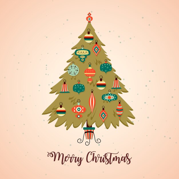 Concepto de árbol de navidad vintage