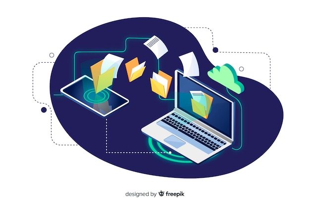 Vector gratuito concepto de archivos de transferencia de página de destino