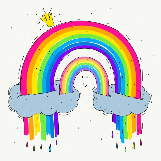 Concepto de arco iris dibujado a mano