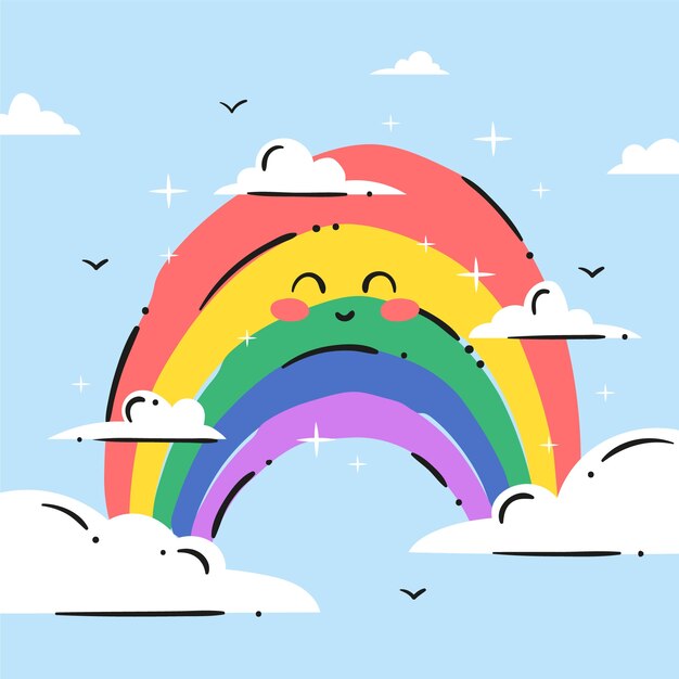 Concepto de arco iris dibujado a mano