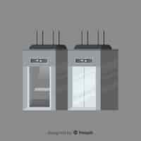Vector gratuito concepto de ascensor con puerta abierta y cerrada en estilo flat