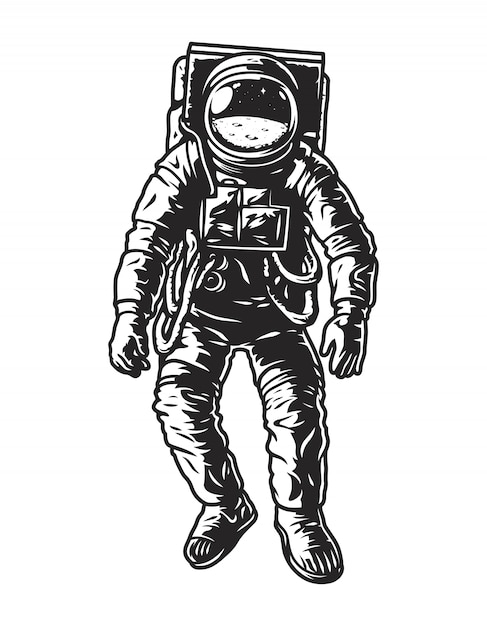 Vector gratuito concepto de astronauta monocromo vintage