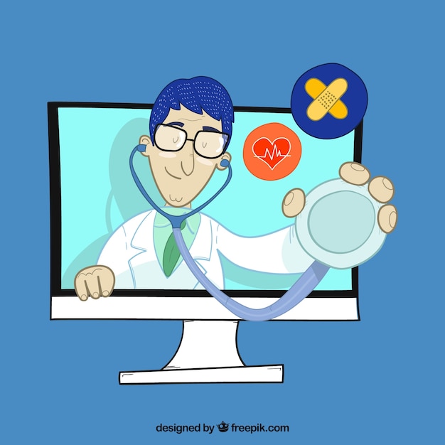 Concepto azul de médico online