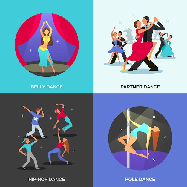 Vector gratuito concepto de baile plano