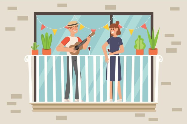 Concepto de balcón de vacaciones en casa