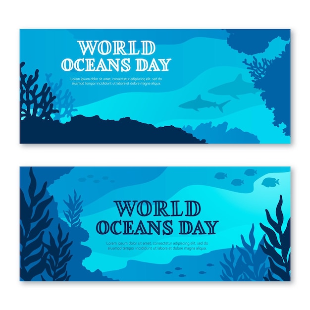 Concepto de banner del día mundial de los océanos
