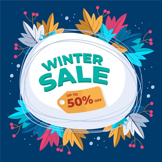 Concepto de banner de venta de invierno dibujado a mano