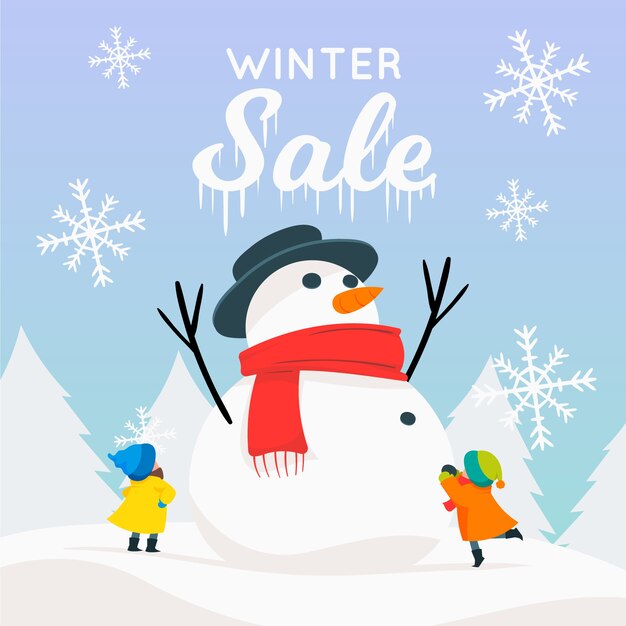 Concepto de banner de venta de invierno dibujado a mano