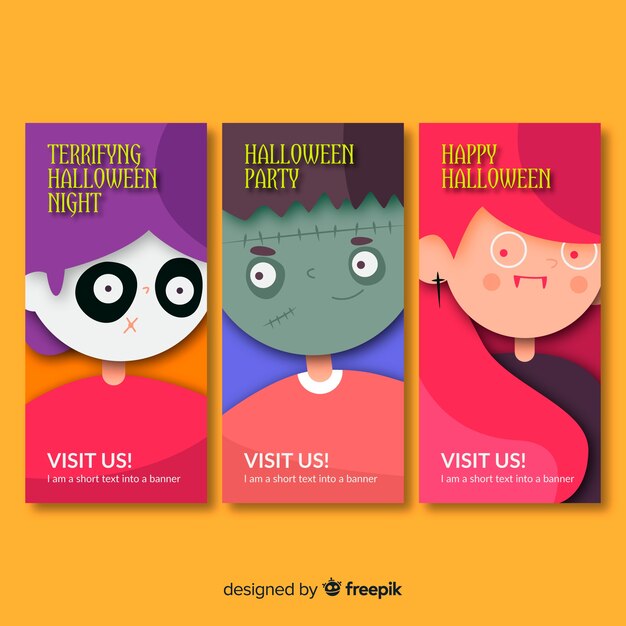 Concepto de banners creativos de feliz halloween