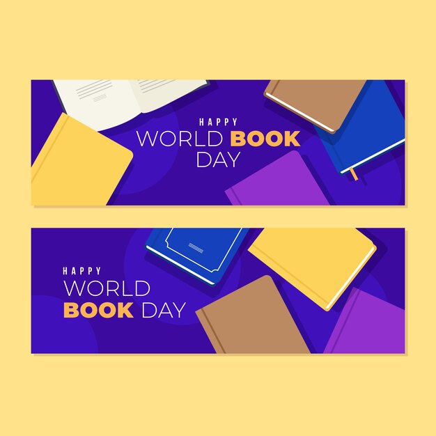 Vector gratuito concepto de banners de día mundial del libro de diseño plano