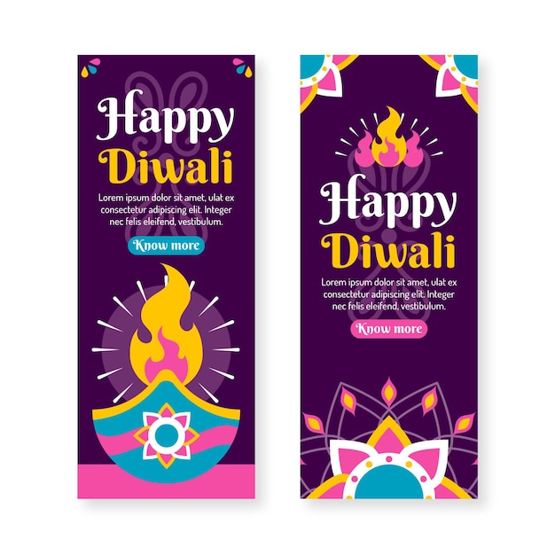 Vector gratuito concepto de banners de feliz diwali