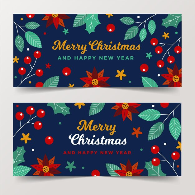 Concepto de banners navideños en diseño plano