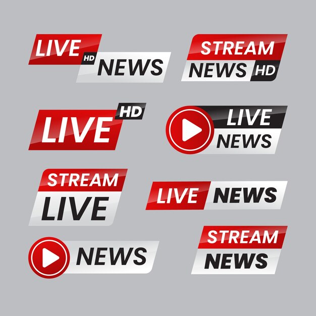 Concepto de banners de noticias de transmisiones en vivo
