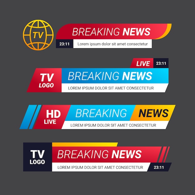 Vector gratuito concepto de banners de noticias de última hora