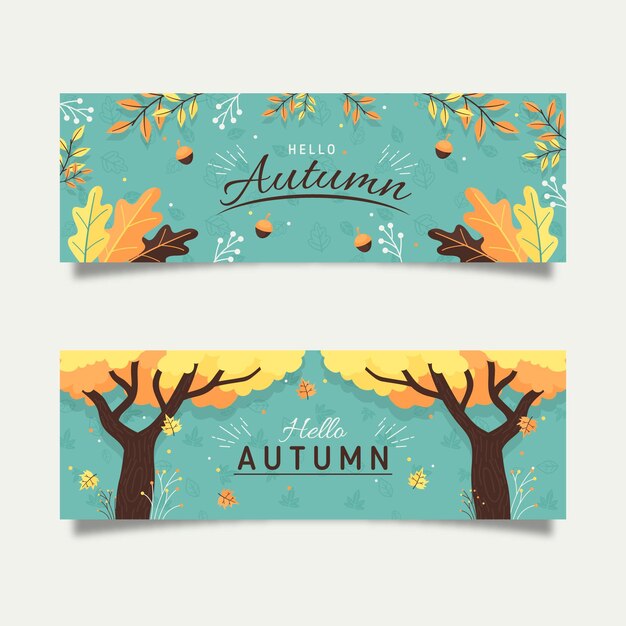 Concepto de banners otoño plano