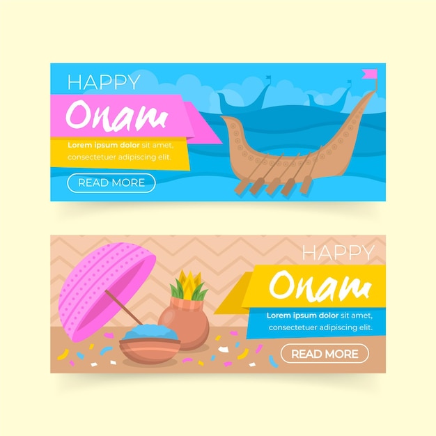 Vector gratuito concepto de banners planos onam