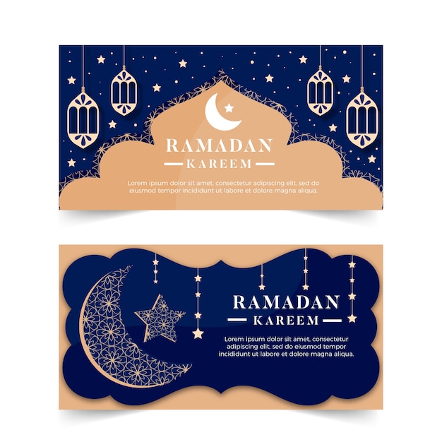 Concepto de banners de ramadán de diseño plano