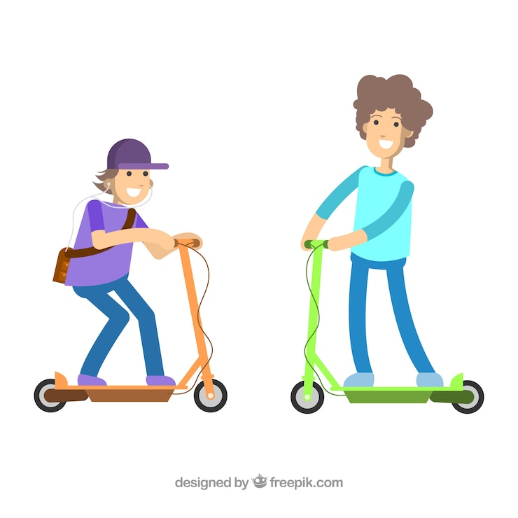 Vector gratuito concepto de bici eléctrico con chicas