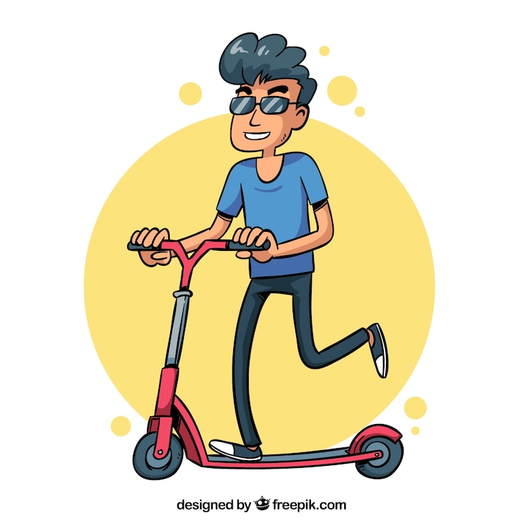 Vector gratuito concepto de bici eléctrico con hombre chulo