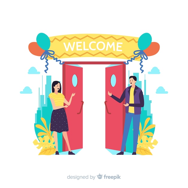 Vector gratuito concepto de bienvenida para landing page