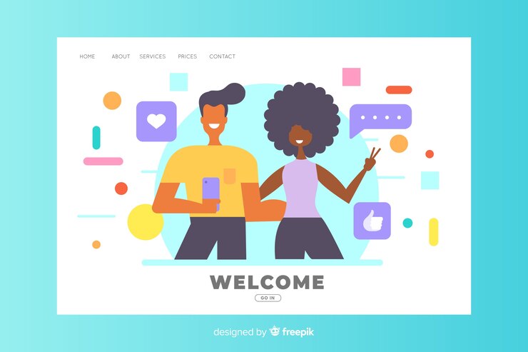 Vector gratuito concepto de bienvenida para landing page