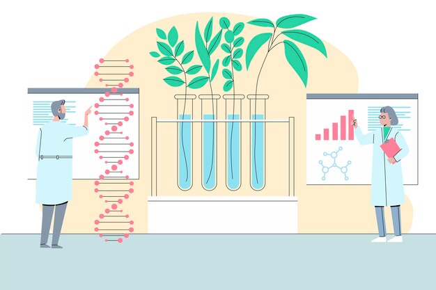 Concepto de biotecnología con científicos.
