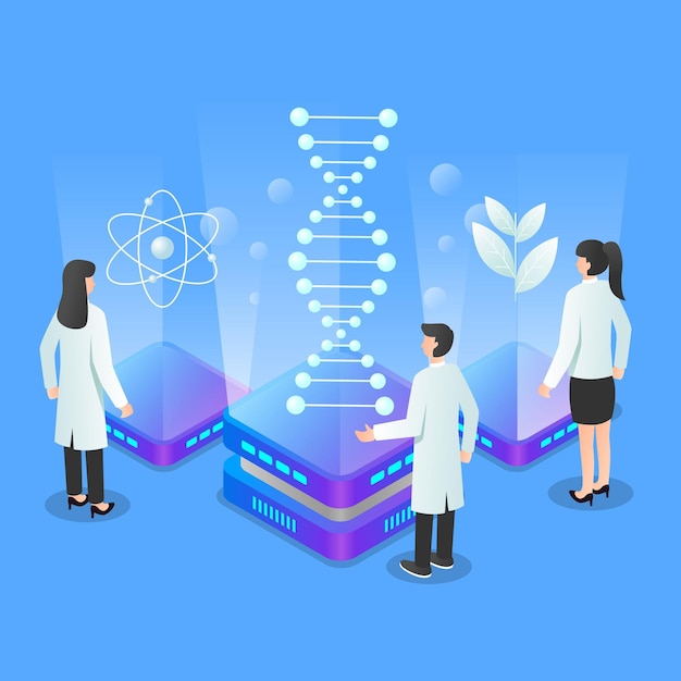 Concepto de biotecnología de ilustración degradado