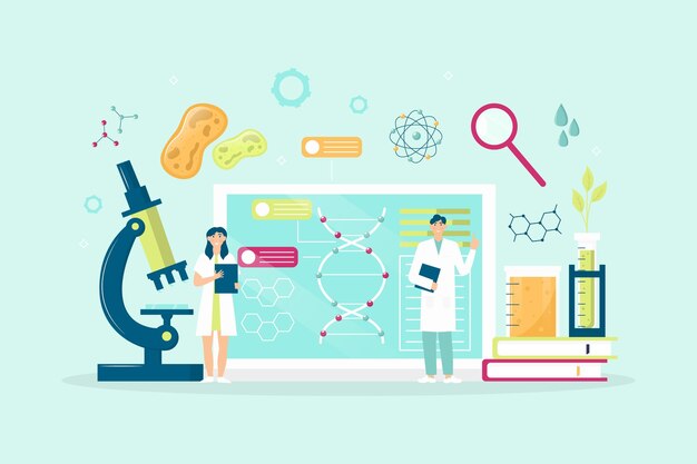 Concepto de biotecnología de ilustración plana