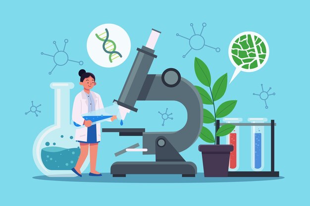 Concepto de biotecnología de ilustración plana