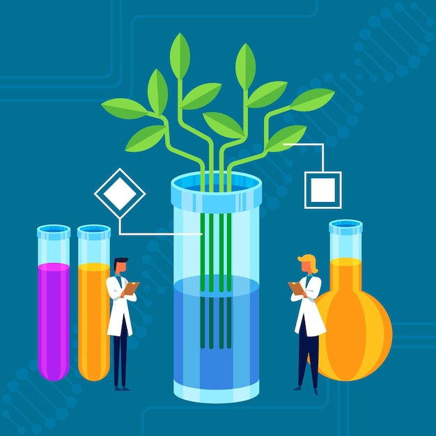 Concepto de biotecnología ilustrado plano