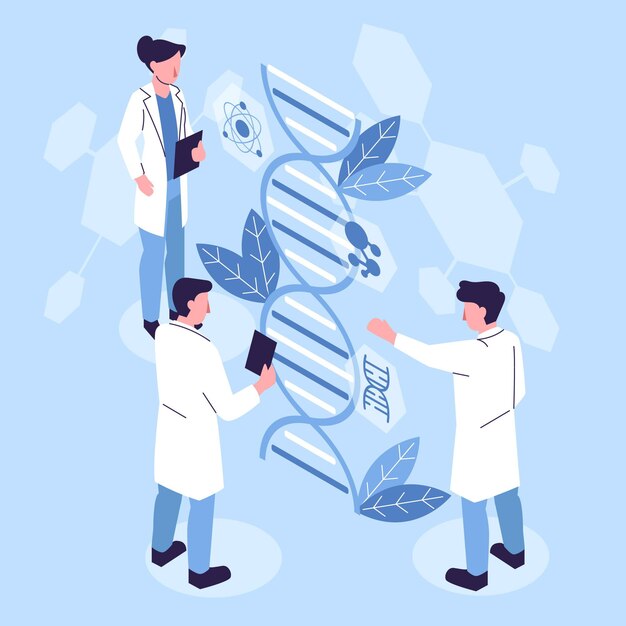 Concepto de biotecnología isométrica