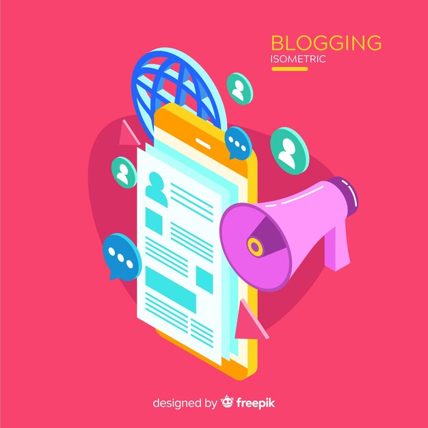 Concepto de blogging estilo isométrico