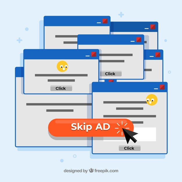 Concepto de bloqueador de anuncios online con diseño plano