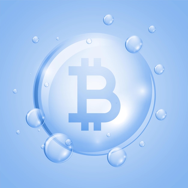 Concepto de burbuja de globo de bitcoin de moneda Crypto
